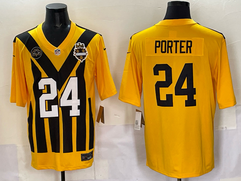 Men Pittsburgh Steelers #24 Porter Yellow Retro 2025 Nike Limited NFL Jersey style 010